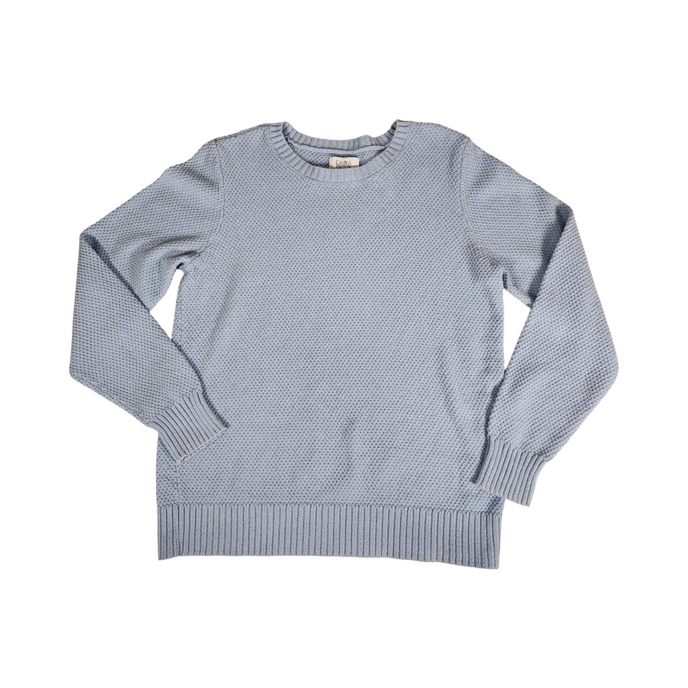 Croft &‎ Barrow Mens Light Blue Textured Popcorn Knit Crewneck Sweater Medium